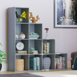 Lassic Vida Designs Durham Grey 10 Cube Staircase Storage Unit Bookcase Organiser