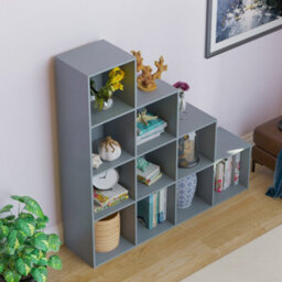 Lassic Vida Designs Durham Grey 10 Cube Staircase Storage Unit Bookcase Organiser - thumbnail 4