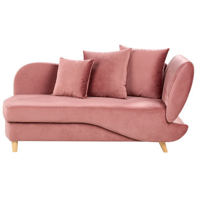 Beliani Right-Hand Chaise Longue Meri Velvet Pink With Storage - image 1
