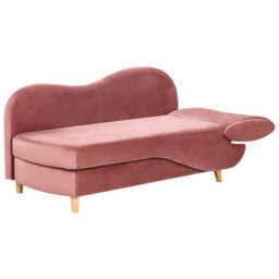 Beliani Right-Hand Chaise Longue Meri Velvet Pink With Storage - thumbnail 7