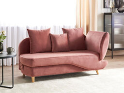 Beliani Right-Hand Chaise Longue Meri Velvet Pink With Storage - thumbnail 2