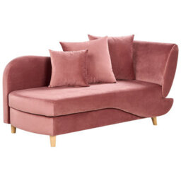 Beliani Right-Hand Chaise Longue Meri Velvet Pink With Storage - thumbnail 4