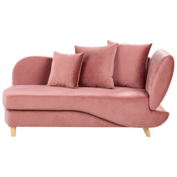 Beliani Right-Hand Chaise Longue Meri Velvet Pink With Storage - thumbnail 1