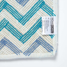 Homescapes Teal And Blue Chevron Cotton Bath Mat - thumbnail 5