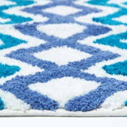 Homescapes Teal And Blue Chevron Cotton Bath Mat - thumbnail 3