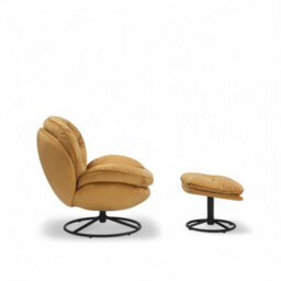 Velvet Gold Azura Swivel Accent Chair With Footstool - thumbnail 6