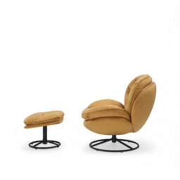 Velvet Gold Azura Swivel Accent Chair With Footstool - thumbnail 5