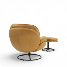 Velvet Gold Azura Swivel Accent Chair With Footstool - thumbnail 7