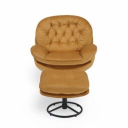 Velvet Gold Azura Swivel Accent Chair With Footstool - thumbnail 3
