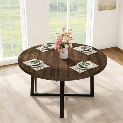 Round Dining Table 120Cm Kitchen Dining Table With Metal Frame - image 1
