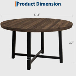 Round Dining Table 120Cm Kitchen Dining Table With Metal Frame - thumbnail 2