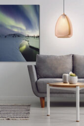 Stylish Brushed Brass Pendant Ceiling Light With Amber Vaporized Glass Shade - thumbnail 4