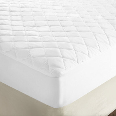 Luxury All-Cotton Mattress Protector - Machine Washable Anti Allergenic Diamond Quilted Padded Topper - Size Double, 135 X 190Cm