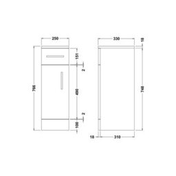 Balterley Floor Standing Bathroom Cupboard - 250mm - Gloss White - thumbnail 2