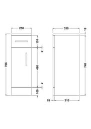 Balterley Floor Standing Bathroom Cupboard - 250mm - Gloss White - thumbnail 3