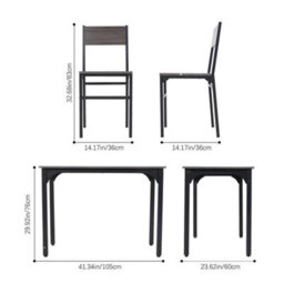 Grey 5 Piece Dining Table And Chairs Set Wooden Space Saving With Metal Frame Kitchen - thumbnail 2