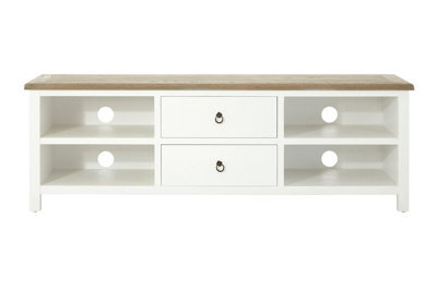 Orsina Media Unit With 4 Shelves,white Birch Storage Cabinet With 2 Drawers,tv Display Unit With Av Cable Holes - image 1