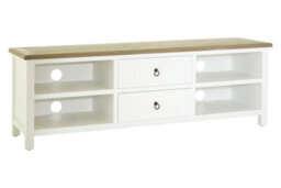 Orsina Media Unit With 4 Shelves,white Birch Storage Cabinet With 2 Drawers,tv Display Unit With Av Cable Holes - thumbnail 2