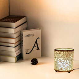 Amorly Usb Small Table Lamp, Cylindrical Floral Fabric Shade Bedside Night Light, Warm Desk Lamp With On Off Switch For Living Room - thumbnail 3