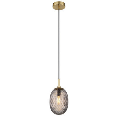 Luminosa Lighting Luminosa Devin Globe Pendant Ceiling Light Gold Colours Matt Smoke Glass Shade 1X E14 - image 1