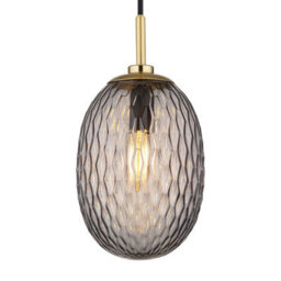 Luminosa Lighting Luminosa Devin Globe Pendant Ceiling Light Gold Colours Matt Smoke Glass Shade 1X E14 - thumbnail 3