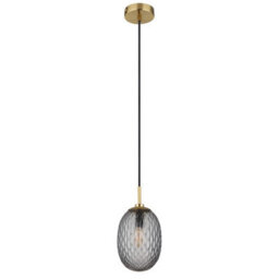 Luminosa Lighting Luminosa Devin Globe Pendant Ceiling Light Gold Colours Matt Smoke Glass Shade 1X E14 - thumbnail 2