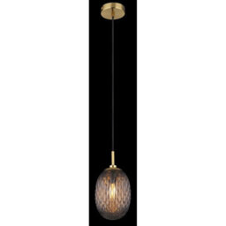 Luminosa Lighting Luminosa Devin Globe Pendant Ceiling Light Gold Colours Matt Smoke Glass Shade 1X E14 - thumbnail 4