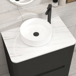 Royal Bathrooms Venice 700mm Matt Nocturne Black Freestanding Bathroom Countertop Vanity Unit 2 Drawer With Art Basin - thumbnail 6