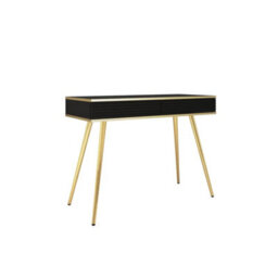 Arte Moro Dressing Table 102Cm In Black - Dramatic Storage With Sophisticated Gold Legs - thumbnail 2
