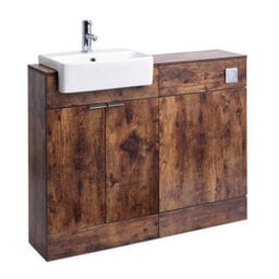 Homestylestore 1050mm Dark Oak Bathroom Combination Vanity Wc Unit With Toilet Pan And Chrome Pull Handle - thumbnail 2