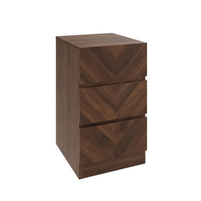 3 Drawer Bedside Tables Pair Royal Walnut - image 1