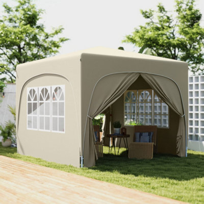 Outsunny 3 X 3(M) Upf50+ Pop Up Gazebo With Sides And Carry Bag, Sand - image 1