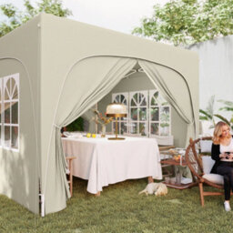 Outsunny 3 X 3(M) Upf50+ Pop Up Gazebo With Sides And Carry Bag, Sand - thumbnail 9