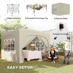 Outsunny 3 X 3(M) Upf50+ Pop Up Gazebo With Sides And Carry Bag, Sand - thumbnail 4