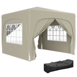 Outsunny 3 X 3(M) Upf50+ Pop Up Gazebo With Sides And Carry Bag, Sand - thumbnail 2