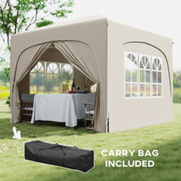 Outsunny 3 X 3(M) Upf50+ Pop Up Gazebo With Sides And Carry Bag, Sand - thumbnail 7