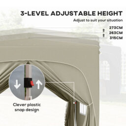 Outsunny 3 X 3(M) Upf50+ Pop Up Gazebo With Sides And Carry Bag, Sand - thumbnail 5