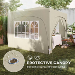 Outsunny 3 X 3(M) Upf50+ Pop Up Gazebo With Sides And Carry Bag, Sand - thumbnail 6