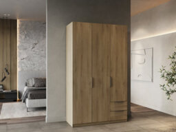 FurniComp LTD Furnicomp Chicago 3 Door 2 Drawer Oak Effect 120Cm Space Saving Triple Wardrobe - thumbnail 7