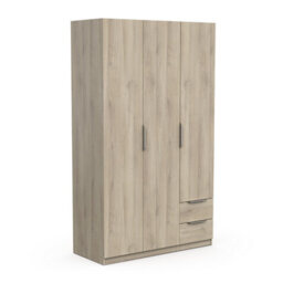 FurniComp LTD Furnicomp Chicago 3 Door 2 Drawer Oak Effect 120Cm Space Saving Triple Wardrobe - thumbnail 6