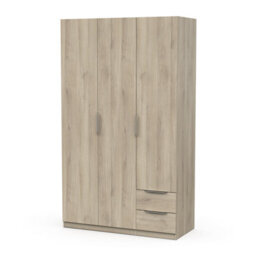 FurniComp LTD Furnicomp Chicago 3 Door 2 Drawer Oak Effect 120Cm Space Saving Triple Wardrobe - thumbnail 3