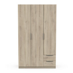 FurniComp LTD Furnicomp Chicago 3 Door 2 Drawer Oak Effect 120Cm Space Saving Triple Wardrobe - thumbnail 2