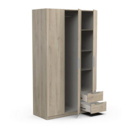 FurniComp LTD Furnicomp Chicago 3 Door 2 Drawer Oak Effect 120Cm Space Saving Triple Wardrobe - thumbnail 5