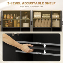 Homcom Sideboard Buffet Cabinet With 3 Doors And Adjustable Shelves, Black - thumbnail 5