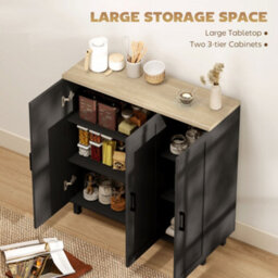 Homcom Sideboard Buffet Cabinet With 3 Doors And Adjustable Shelves, Black - thumbnail 4