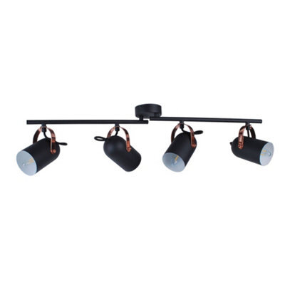 Pagazzi Lighting Pagazzi Letto Black And Copper 4 Light Ceiling Spotlight Bar - image 1