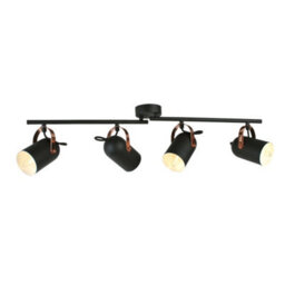 Pagazzi Lighting Pagazzi Letto Black And Copper 4 Light Ceiling Spotlight Bar - thumbnail 2