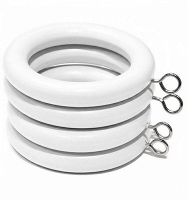 Homeelabador 12 X Premium 45mm White Colour Solid Wood Curtain Pole Rings With Eyelets For Curtain Poles - image 1