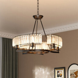 Vrygle 60Cm Modern Farmhouse Crystal Chandelier Black Antique Pendant Light Ceiling Fixture, 6-Lights - thumbnail 6