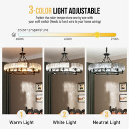 Vrygle 60Cm Modern Farmhouse Crystal Chandelier Black Antique Pendant Light Ceiling Fixture, 6-Lights - thumbnail 3